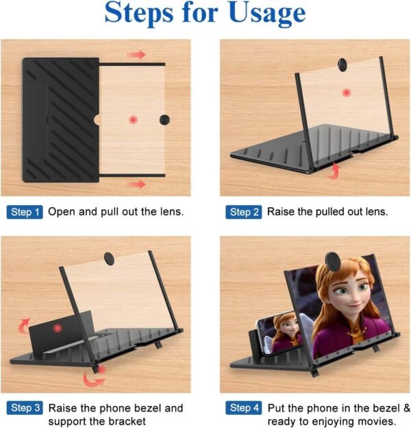 20" Screen Magnifier for Cell Phone,Fanlory 3D HD Magnifying Projector Screen Enlarger for Movies, Videos and Gaming, Foldable Phone Stand with Screen Amplifier,Compatible with All Smartphones