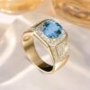 Gemstone Men's Rings 1CT Round Cut Ring for Men in 10K 14K 18K Solid Gold Promise Engagement Ring Band for husband Him