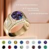 Gemstone Men's Rings 1CT Round Cut Ring for Men in 10K 14K 18K Solid Gold Promise Engagement Ring Band for husband Him