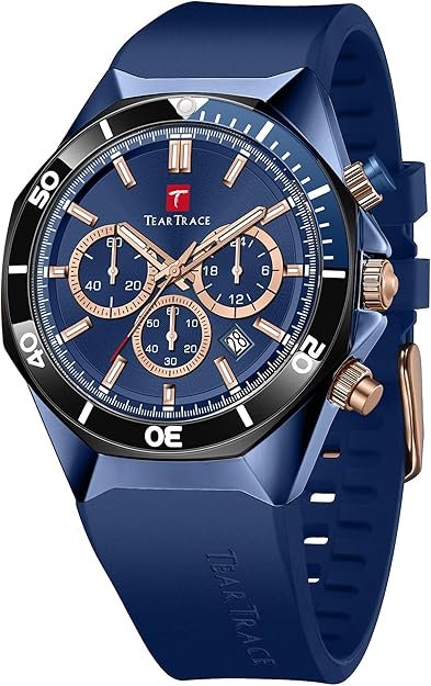 Watches for Men Luxury Quartz Casual Chronograph 3ATM Waterproof Sport Wrist Watches Multifunctional with Silicone Strap Mens Watches