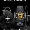 Paras Crown Automatic Analog Watches for Men Mechanical Mens Watches Stainless Case 50M Waterproof Fashion Luxury Wrist Watches with Silicone Strap