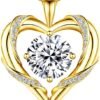 Beam & Bask 2-3 Ct Moissanite Heart Necklaces for Women, 18K Gold finish Romantic Pendant for Anniversary Birthday, 925 Sterling Silver Jewelry for Wife Girlfriend Mom Her