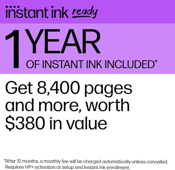 HP OfficeJet Pro 8139e Wireless All-in-One Color Inkjet Printer, Print, scan, Copy, fax, ADF, Duplex Printing Best-for-Home Office, 1 Year Instant Ink Trial Included