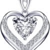 Beam & Bask 2-3 Ct Moissanite Double Heart Pendant Necklaces for Wife, 18K Gold finish S925 Silver Jewelry for Women Girlfriend Mom Her on Anniversary Birthday