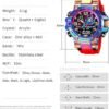 Men's Colorful Watches Sports Outdoor 55mm Large Face Camouflage 50M Waterproof Military Wrist Watch Tactical Date Multi Function LED Alarm Rugged Wristwatch for Training Hiking Adventure
