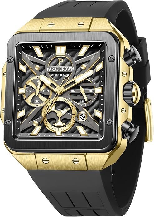 Mens Watches Fashion Luxury Quartz Waterproof Chronograph Wrist Watches for Men Silicone Strap Stainless Steel Case