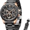 Mens Watches Luxury Quartz Waterproof Chronograph Wrist Watches for Men Stainless Steel Case