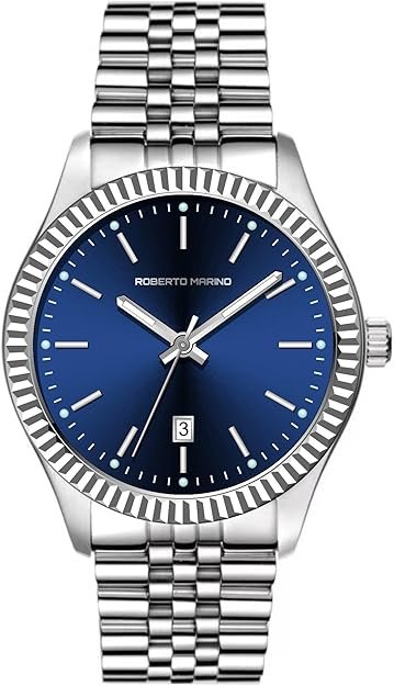 Roberto Marino Men’s Luxury Watch – Gold Stainless Steel, Japanese Quartz, Blue Dial, 3 ATM Water Resistant