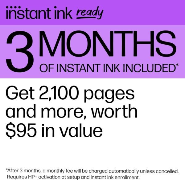 HP OfficeJet Pro 8135e Wireless All-in-One Color Inkjet Printer, Print, Scan, Copy, Fax, ADF, Duplex Printing, Best-for-Home Office, 3 month Instant Ink trial included