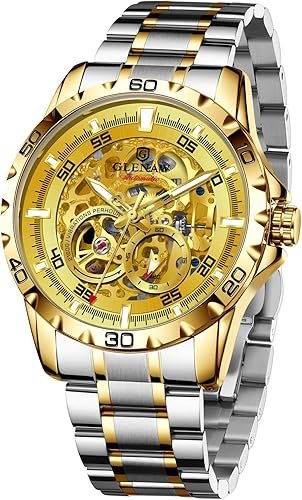Automatic Watches for Men - Self-Winding Mechanical Movement, Skeleton Open Dial, 30 ATM Waterproof, with Stainless Steel Band, Wrist Watch, Without Battery