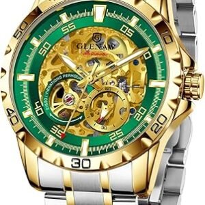 Automatic Watches for Men - Self-Winding Mechanical Movement, Skeleton Open Dial, 30 ATM Waterproof, with Stainless Steel Band, Wrist Watch, Without Battery
