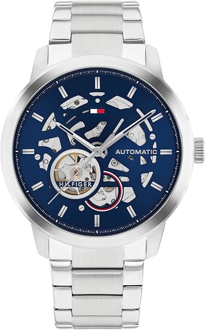 Tommy Hilfiger Men's Automatic Watch – Stainless Steel, 5 ATM Water Resistant, Modern Stylish Timepiece