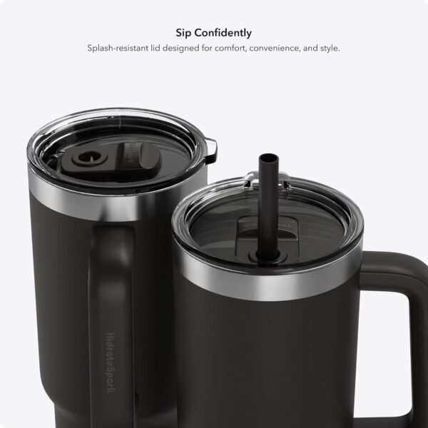 Hidrate Spark PRO 2 Smart Tumbler – 30 oz Insulated Stainless Steel, Tracks Water Intake, Glows & Beeps For Drink Reminder, Bluetooth Sync to App, Straw Lid, BPA-Free, Black (with Apple Find My