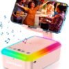 Cell Phone Stand with Bluetooth Speaker and Light, Portable Lanyard, Cool Tech Gifts for Wife Mom Women Men, Unique Birthday Gift Idea Pink