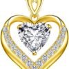 Beam & Bask 2-3 Ct Moissanite Double Heart Pendant Necklaces for Wife, 18K Gold finish S925 Silver Jewelry for Women Girlfriend Mom Her on Anniversary Birthday