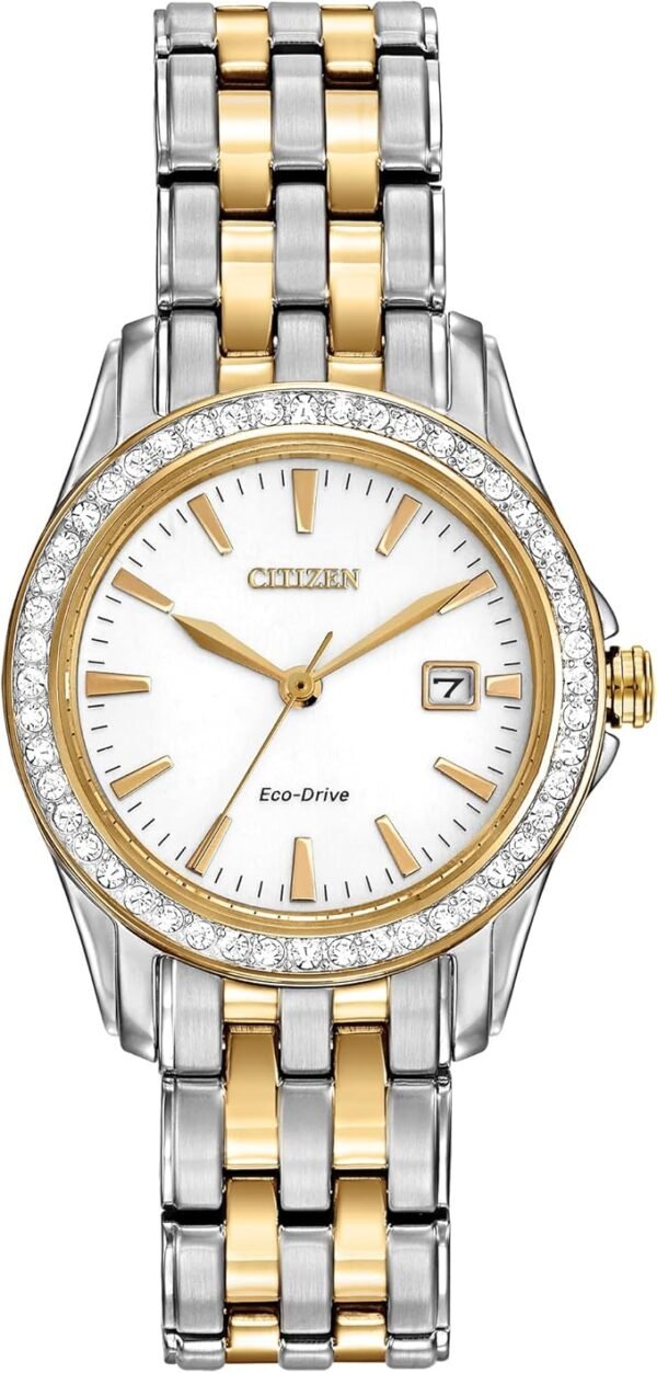 Citizen Women's Eco-Drive Dress Classic Crystal Watch in Two-tone Stainless Steel, Silver Dial, 28mm