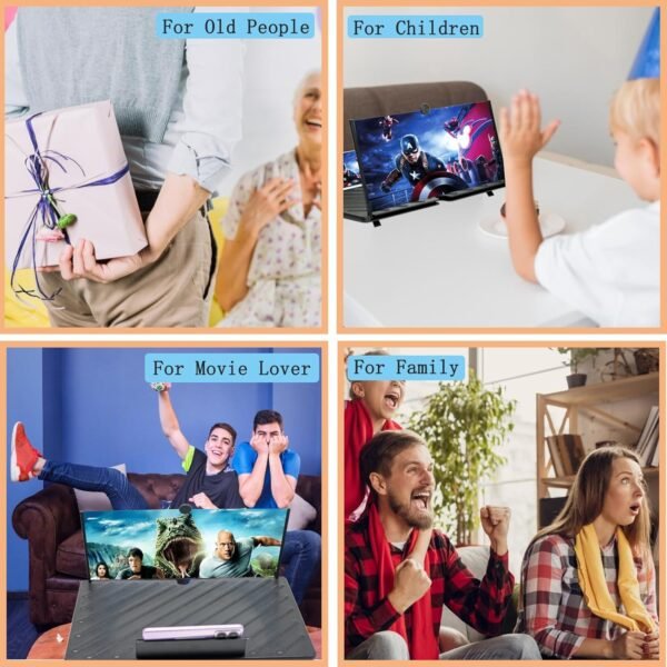 20" Screen Magnifier for Cell Phone,Fanlory 3D HD Magnifying Projector Screen Enlarger for Movies, Videos and Gaming, Foldable Phone Stand with Screen Amplifier,Compatible with All Smartphones