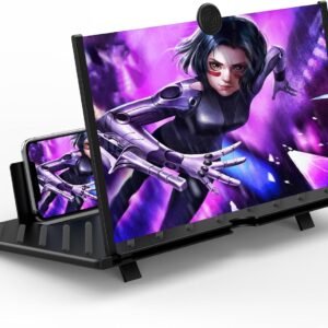 20" Screen Magnifier for Cell Phone,Fanlory 3D HD Magnifying Projector Screen Enlarger for Movies, Videos and Gaming, Foldable Phone Stand with Screen Amplifier,Compatible with All Smartphones
