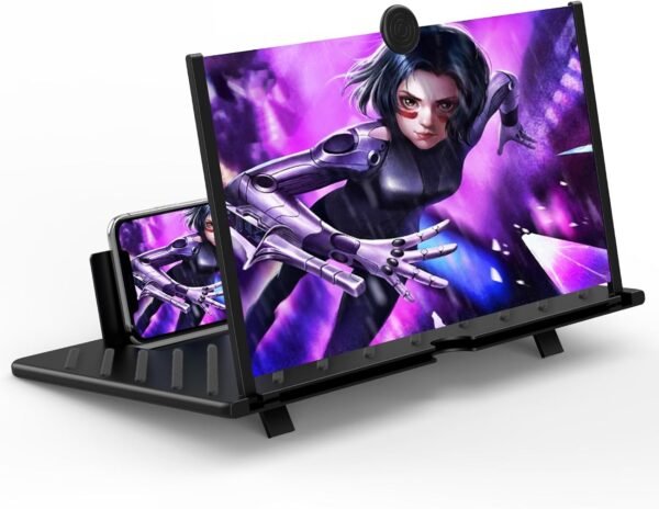 20" Screen Magnifier for Cell Phone,Fanlory 3D HD Magnifying Projector Screen Enlarger for Movies, Videos and Gaming, Foldable Phone Stand with Screen Amplifier,Compatible with All Smartphones