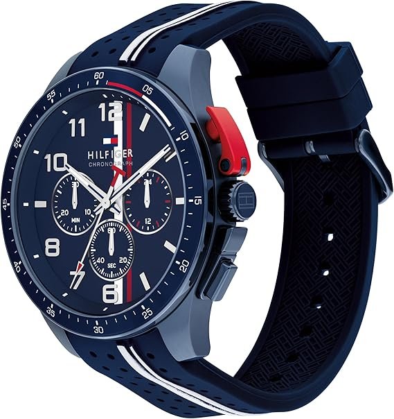 Tommy Hilfiger Men's Chronograph Watch - Racing-Inspired, Sporty Design - Silicone Strap - 5 ATM Water Resistance - Bold and Stylish Timepiece