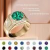 Gemstone Men's Rings 1CT Round Cut Ring for Men in 10K 14K 18K Solid Gold Promise Engagement Ring Band for husband Him