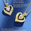 Beam & Bask 2-3 Ct Moissanite Double Heart Pendant Necklaces for Wife, 18K Gold finish S925 Silver Jewelry for Women Girlfriend Mom Her on Anniversary Birthday