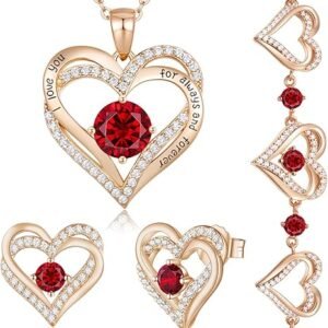 Forever Love Heart Necklace Earrings and Bracelet Set