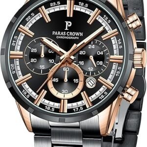 Mens Watches Luxury Quartz Waterproof Chronograph Wrist Watches for Men Stainless Steel Case