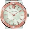 Versace Greca Logo Collection Luxury Mens Watch Timepieces with a Two Tone Bracelet and Case Featuring a Silver Dial