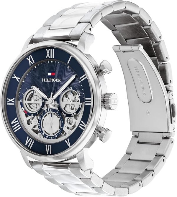 Tommy Hilfiger Men's Multifunction Quartz Watch – Classic Roman Numerals, Open-Heart Dial, Modern Dress Watch, Gift for Him