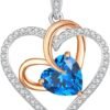 Birthstone Necklaces for Women, 925 Sterling Silver Gemstone Fine Love Heart Moissanite Necklace, Ideal Birthday Anniversary Mothers Day Jewelry Gifts for Wife Mom Girlfriend Her