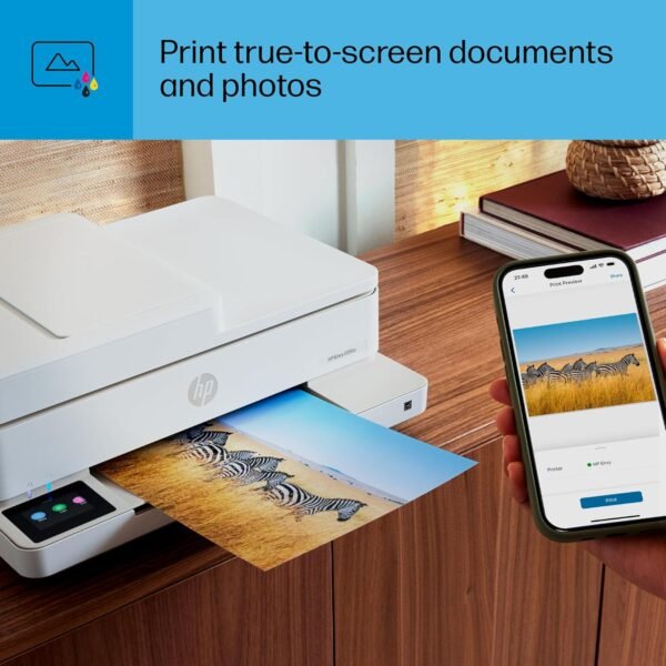HP Envy 6555e Wireless All-in-One Color Inkjet Printer, Print, scan, Copy, Duplex Printing Best-for-Home, 3 month Instant Ink trial included