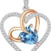 Birthstone Necklaces for Women, 925 Sterling Silver Gemstone Fine Love Heart Moissanite Necklace, Ideal Birthday Anniversary Mothers Day Jewelry Gifts for Wife Mom Girlfriend Her