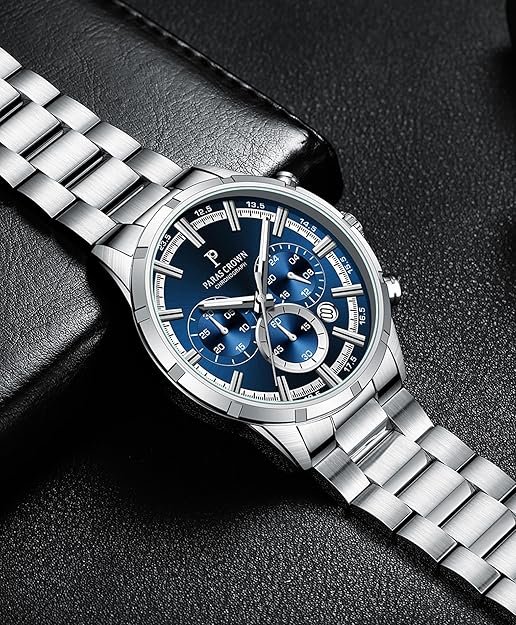 Mens Watches Luxury Quartz Waterproof Chronograph Wrist Watches for Men Stainless Steel Case