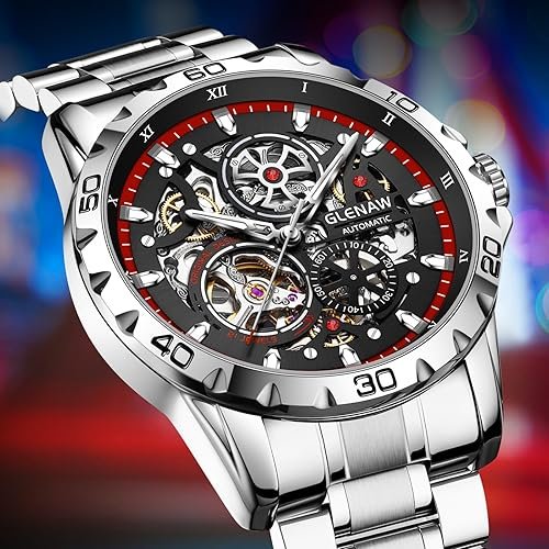 Automatic Watches for Men - Mechanical Self-Winding,Skeleton Dial, 30 ATM Waterproof, with Stainless Steel Band,Wrist Watch - Men's Stylish Gift