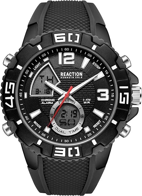 enneth Cole REACTION Men’s Ana-Digi Watch – Analog Digital Display, Multi-Function Features, Sport Bezel, Modern Design, Everyday Casual Accessory, Active Lifestyle Fashion Timepiece