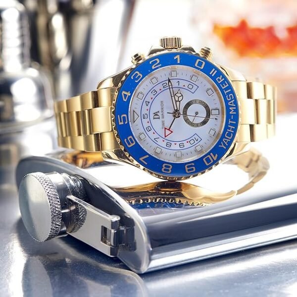 Chronograph Watch Men Rotatable Bezel Sapphire Glass Stainless Steel Band, Sport Automatic Movement, Wrist Watch 44 MM