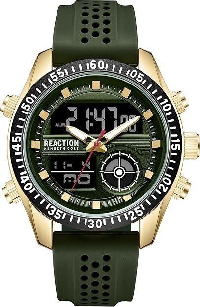 enneth Cole REACTION Men’s Ana-Digi Watch – Analog Digital Display, Multi-Function Features, Sport Bezel, Modern Design, Everyday Casual Accessory, Active Lifestyle Fashion Timepiece