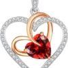 Birthstone Necklaces for Women, 925 Sterling Silver Gemstone Fine Love Heart Moissanite Necklace, Ideal Birthday Anniversary Mothers Day Jewelry Gifts for Wife Mom Girlfriend Her