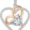 Birthstone Necklaces for Women, 925 Sterling Silver Gemstone Fine Love Heart Moissanite Necklace, Ideal Birthday Anniversary Mothers Day Jewelry Gifts for Wife Mom Girlfriend Her