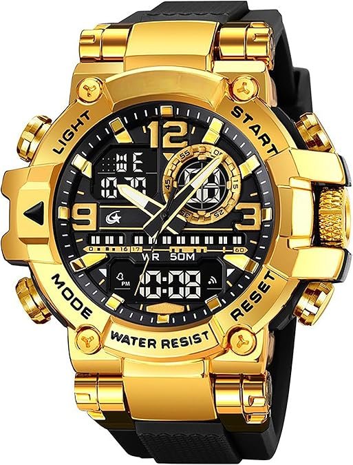 Men's Colorful Watches Sports Outdoor 55mm Large Face Camouflage 50M Waterproof Military Wrist Watch Tactical Date Multi Function LED Alarm Rugged Wristwatch for Training Hiking Adventure