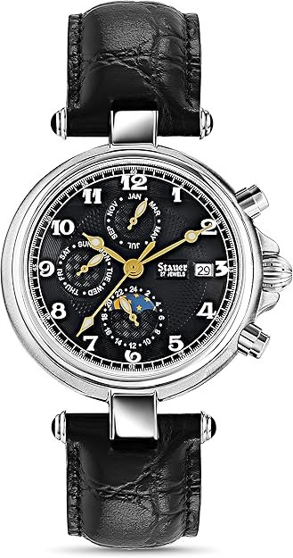 81KBq0B8OPL._AC_SY625_ Stauer Noire Automatic Watch for Men – Vintage Style Black Watch – Genuine Crocodile-Embossed Leather Watch Bands – Stainless Steel Watch Case – Elegant Present for Men