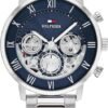 Tommy Hilfiger Men's Multifunction Quartz Watch – Classic Roman Numerals, Open-Heart Dial, Modern Dress Watch, Gift for Him