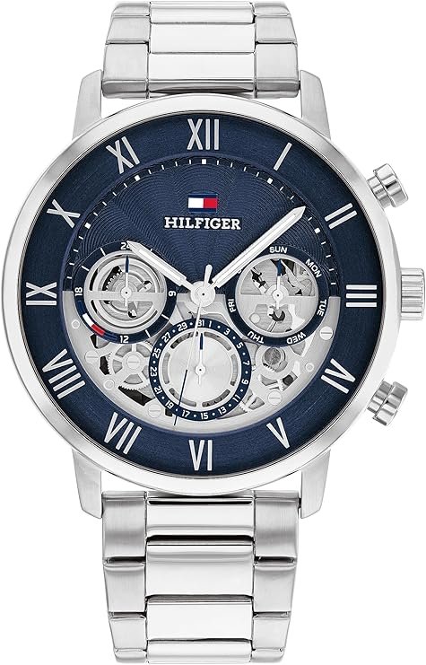 Tommy Hilfiger Men's Multifunction Quartz Watch – Classic Roman Numerals, Open-Heart Dial, Modern Dress Watch, Gift for Him