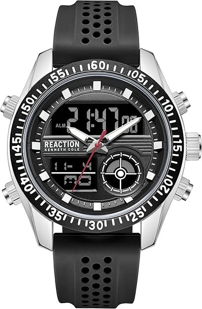 enneth Cole REACTION Men’s Ana-Digi Watch – Analog Digital Display, Multi-Function Features, Sport Bezel, Modern Design, Everyday Casual Accessory, Active Lifestyle Fashion Timepiece