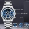 Mens Watches Luxury Quartz Waterproof Chronograph Wrist Watches for Men Stainless Steel Case