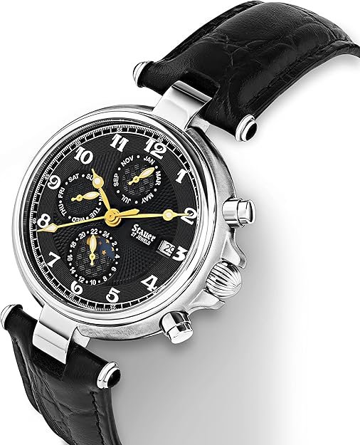 81RGxjYNnmL._AC_SY625_ Stauer Noire Automatic Watch for Men – Vintage Style Black Watch – Genuine Crocodile-Embossed Leather Watch Bands – Stainless Steel Watch Case – Elegant Present for Men