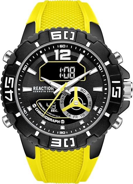 enneth Cole REACTION Men’s Ana-Digi Watch – Analog Digital Display, Multi-Function Features, Sport Bezel, Modern Design, Everyday Casual Accessory, Active Lifestyle Fashion Timepiece