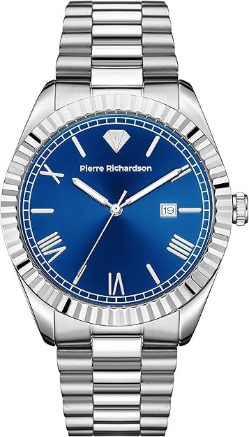 PIERRE RICHARDSON PR9821 Men’s Silver Watch – 41mm Stainless Steel, Japanese Quartz, 5ATM Water Resistant, Sapphire Crystal Glass