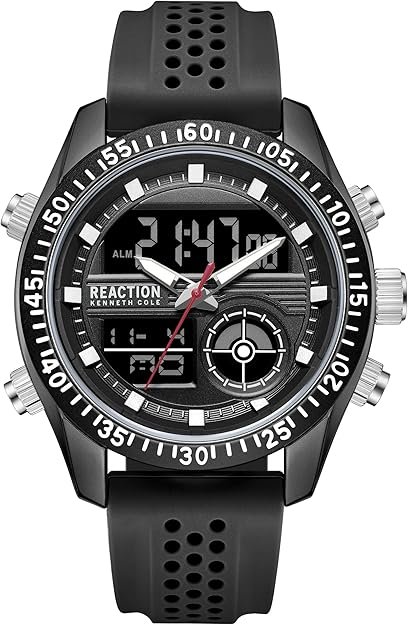 enneth Cole REACTION Men’s Ana-Digi Watch – Analog Digital Display, Multi-Function Features, Sport Bezel, Modern Design, Everyday Casual Accessory, Active Lifestyle Fashion Timepiece